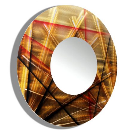 Sculptural Gold-Black and Red Mirror 110 Small