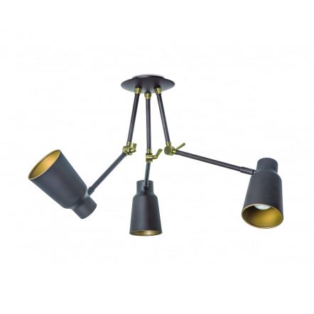 The One FUNK contemporary dark brown 3 light ceiling light with golden inner shades