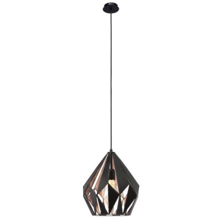 Vintage Collection GEOMETRIC contemporary ceiling pendant with black outer and copper inner