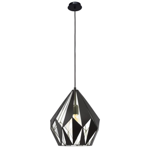 Vintage Collection GEOMETRIC contemporary ceiling pendant with black outer and silver inner