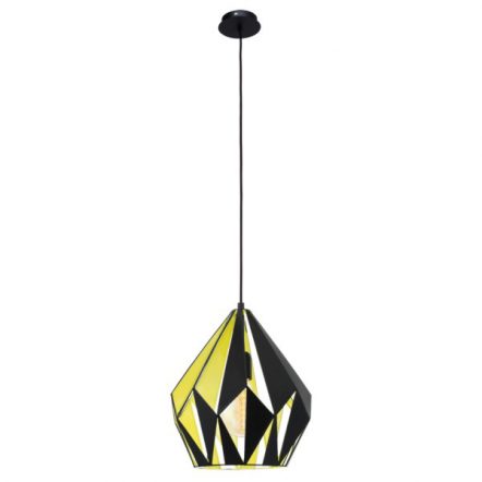 Vintage Collection GEOMETRIC contemporary ceiling pendant with black outer and yellow inner