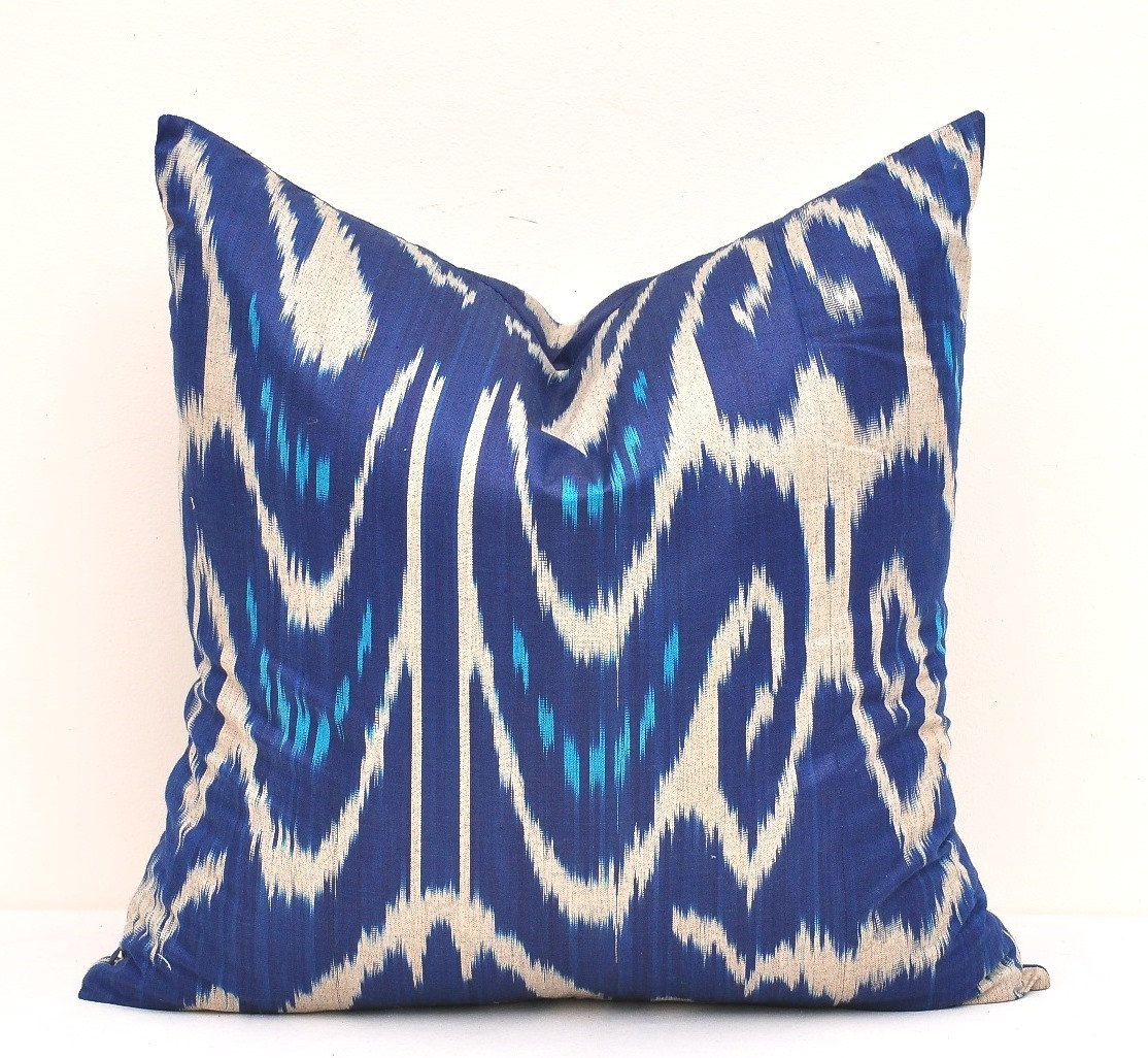 blue ikat pillow